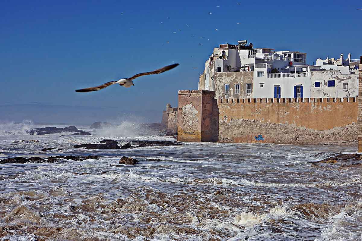 Essaouira is a port city and resort on Morocco’s Atlantic coast. Its medina (old town) is protected by 18th-century seafront ramparts called the Skala de la Kasbah, which were designed by European engineers.
